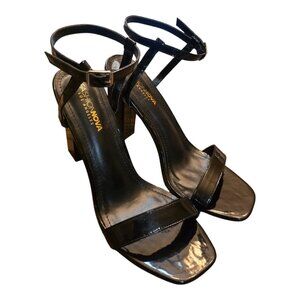 FASHION NOVA Black Block heel Ankle Strap sz 10